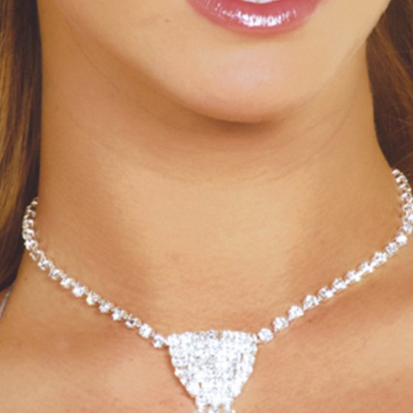 Rhinestone Necktie Choker- LAST 1 - Picture 2 of 5